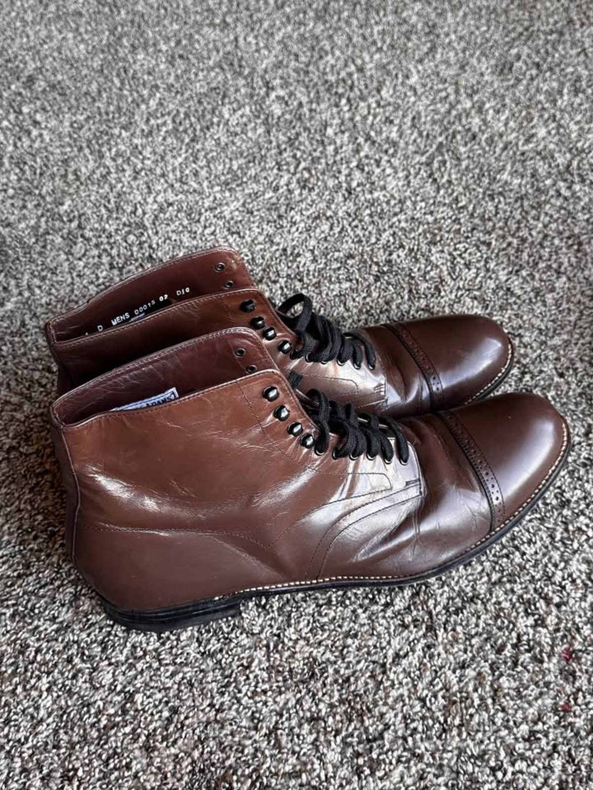 Stacy Adams Men’s Brown Leather Lace-Up Dress Boots Size 14